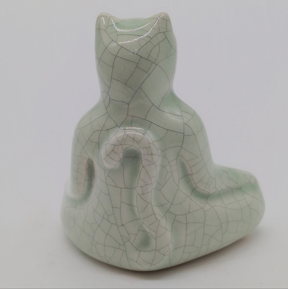 Venice Clay Gary Steinborn Zen Cat Ceramic Sculpture Crackle - Picture 4 of 6